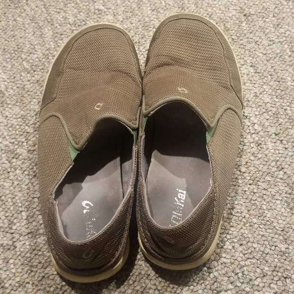 OluKai  Mens US 10 Shoes NOHEA MESH Tan Brown Slip-on Drop Heel Boat Loafers